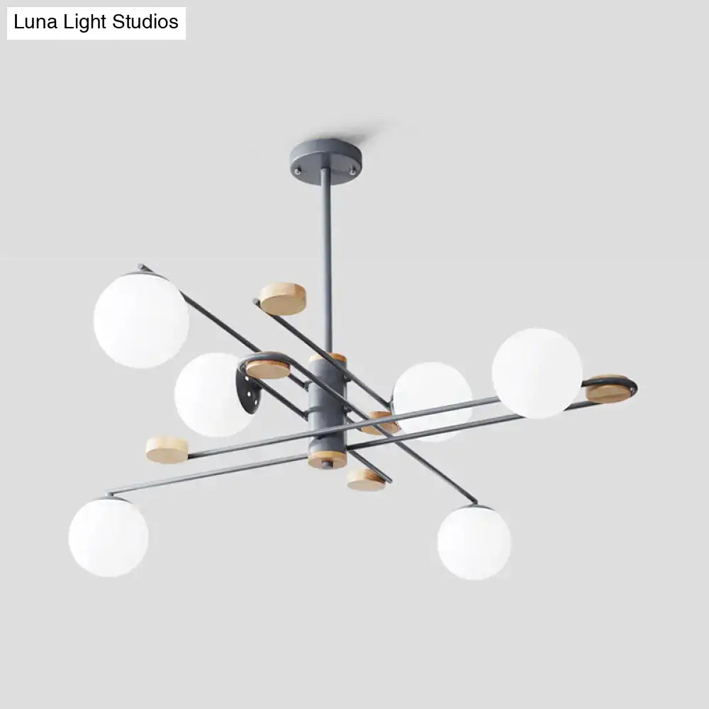 Modern black and grey frosted glass globe chandelier living room light