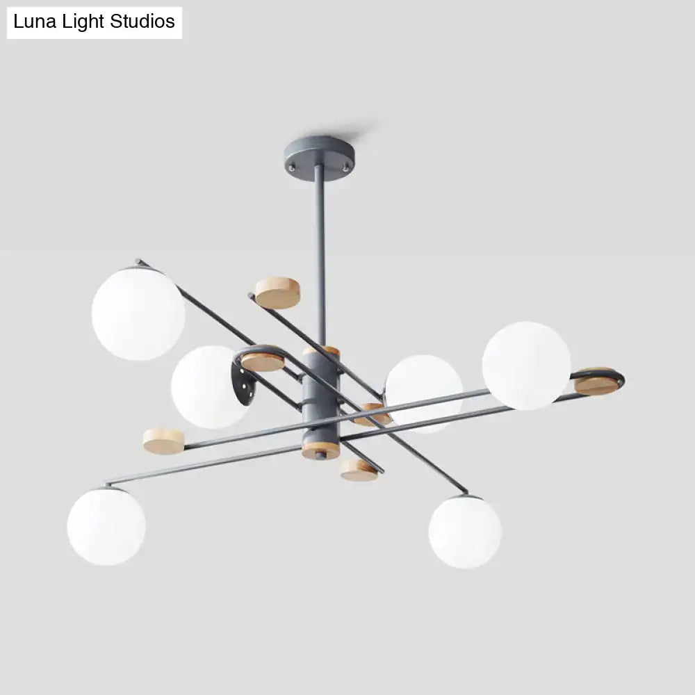 Modern black and grey frosted glass globe chandelier living room light