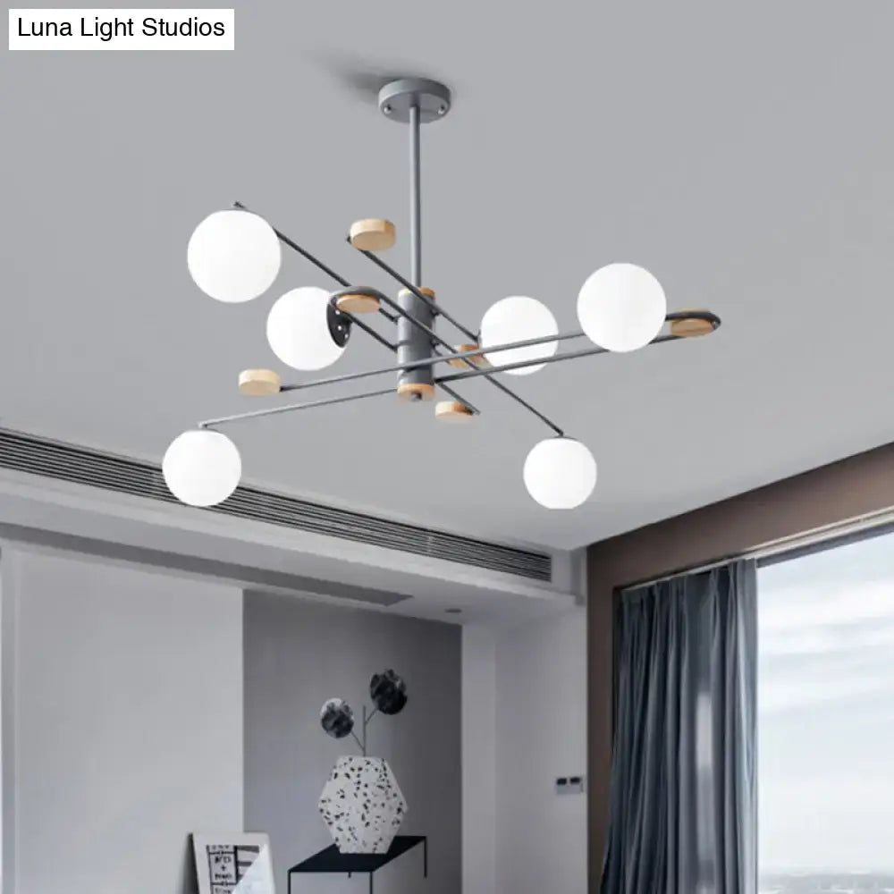 Modern black and grey frosted glass globe chandelier living room light