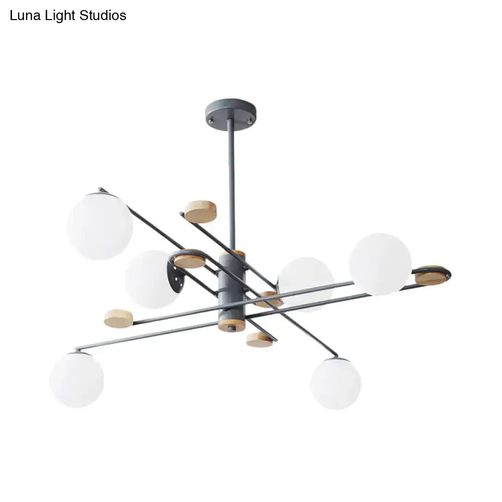 Modern black and grey frosted glass globe chandelier living room light