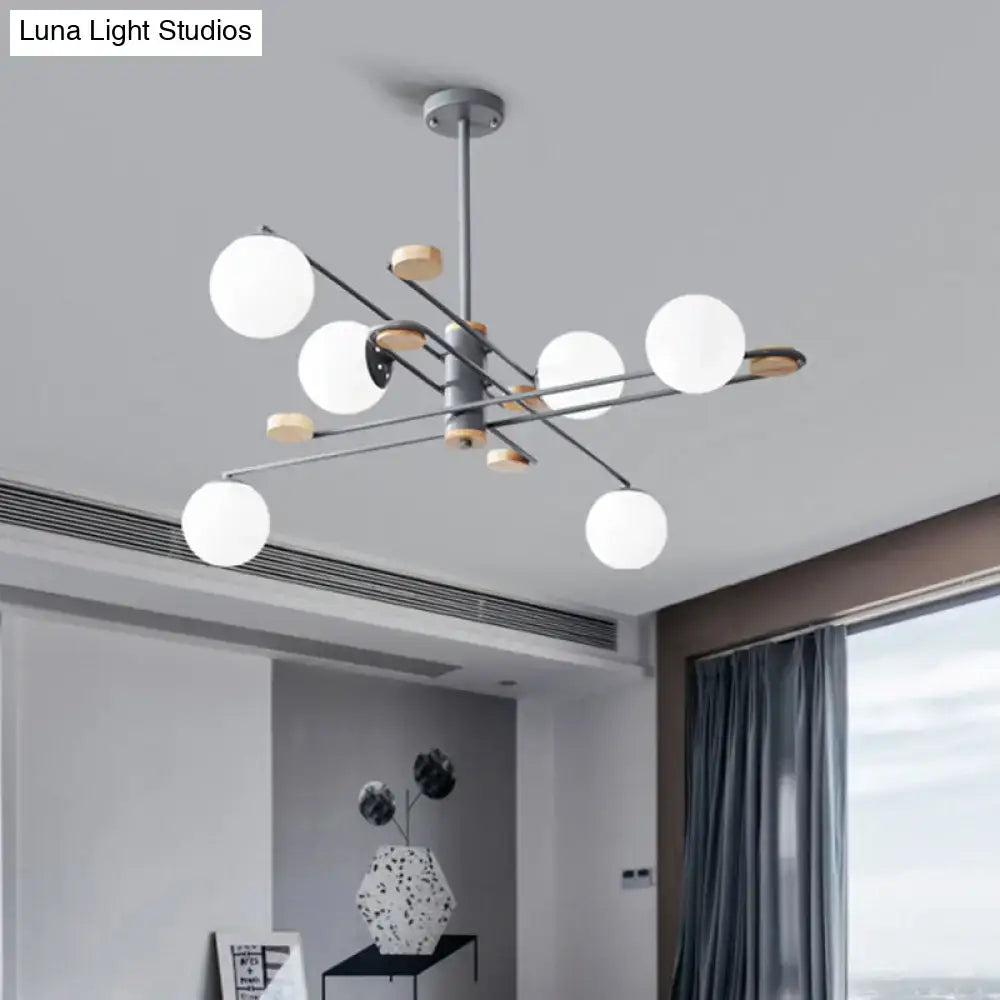 Modern black and grey frosted glass globe chandelier living room light