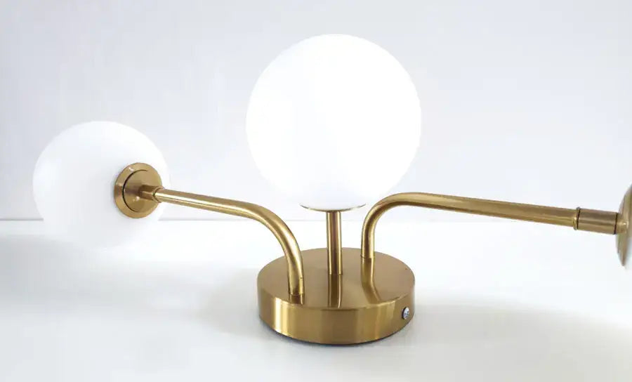 Modern brass ball ceiling light for living room with frosted glass