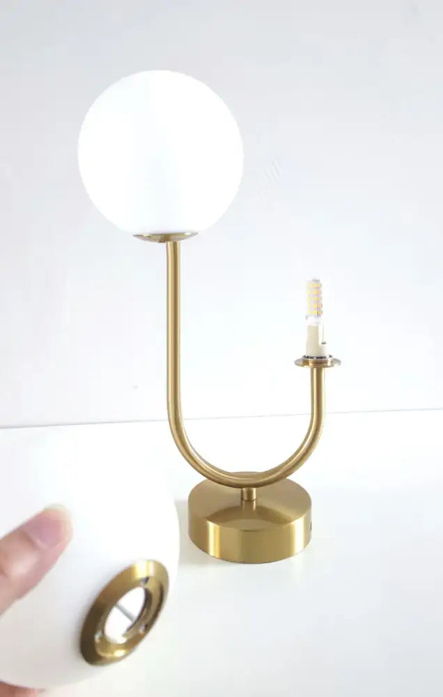 Modern brass ball ceiling light for living room with frosted glass