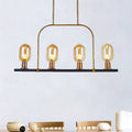 Modern amber glass kitchen island light with black metallic frame