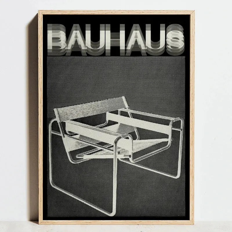 Minimalist orange and terracotta bauhaus exhibition posters living room