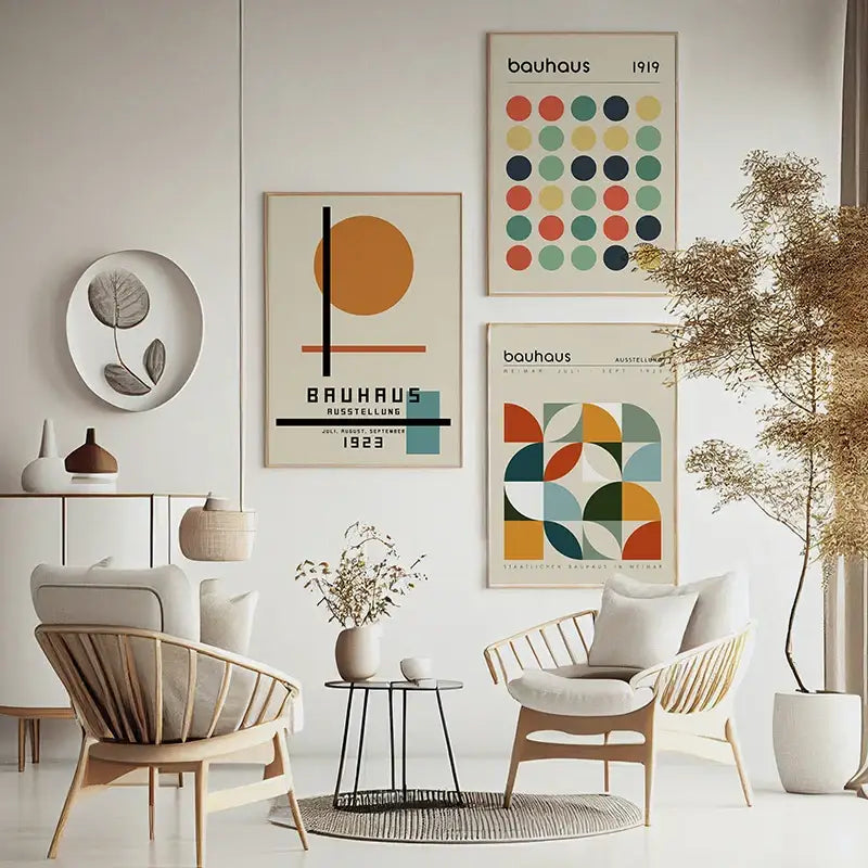 Modern bauhaus exhibition posters living room geometric wall art