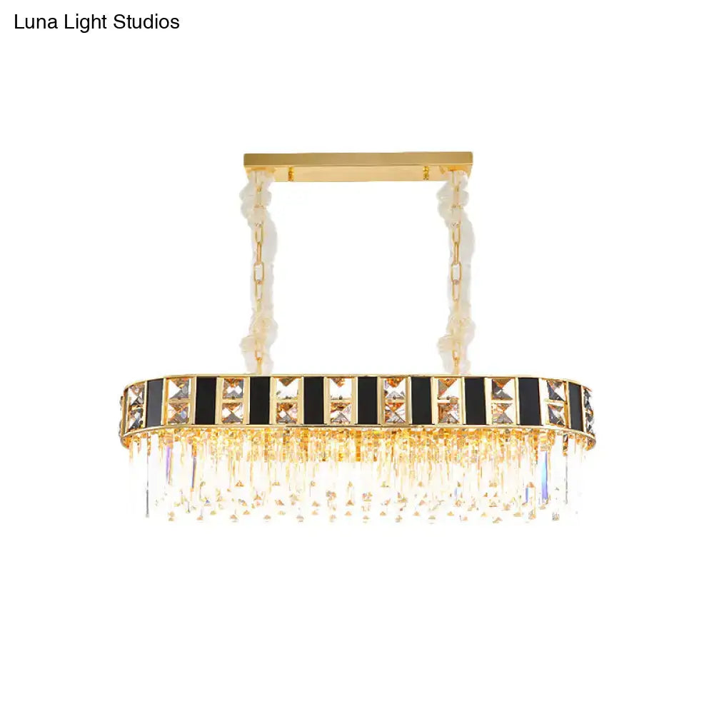 Modern black & gold crystal oval island light dining room pendant