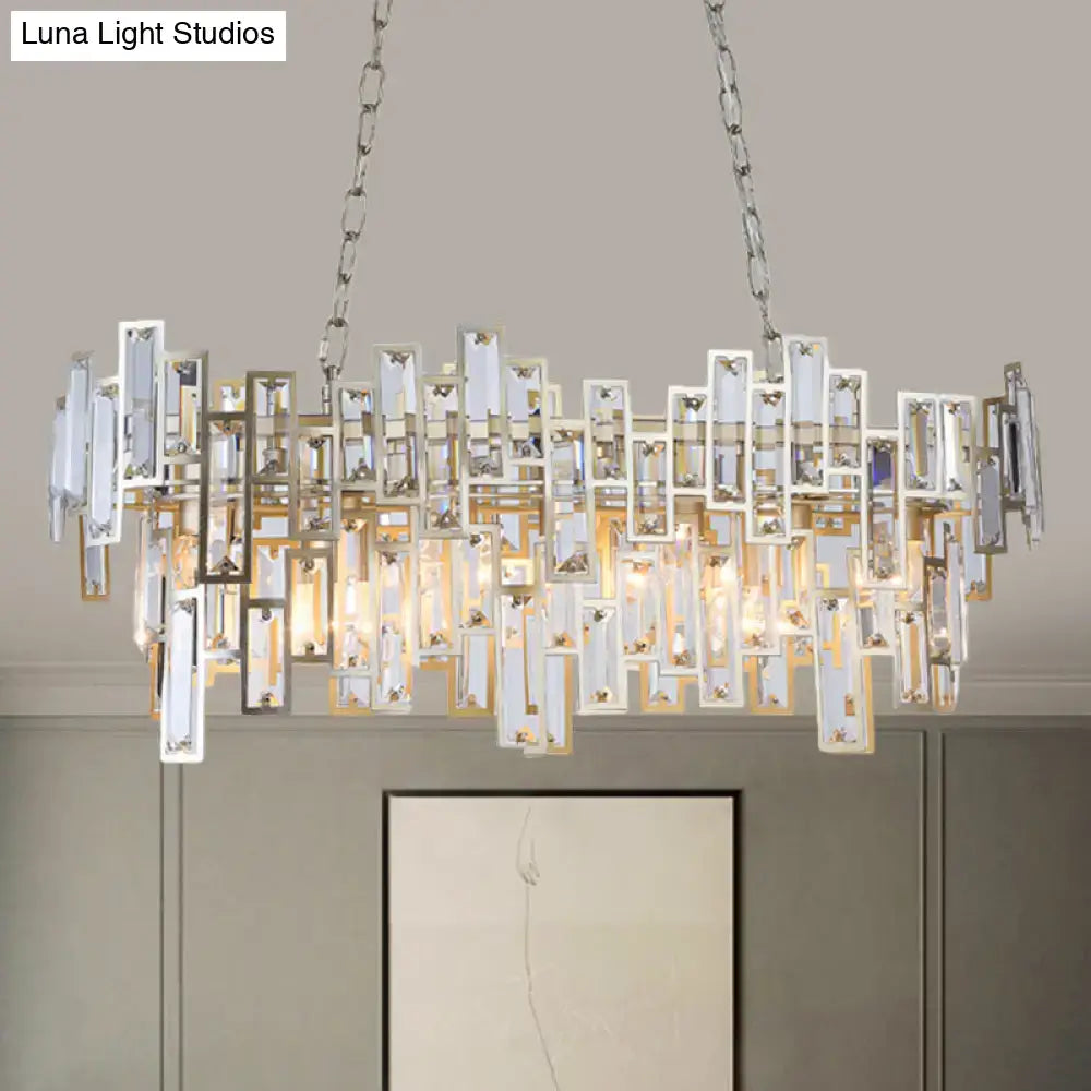 Modern black & gold crystal island light fixture dining room