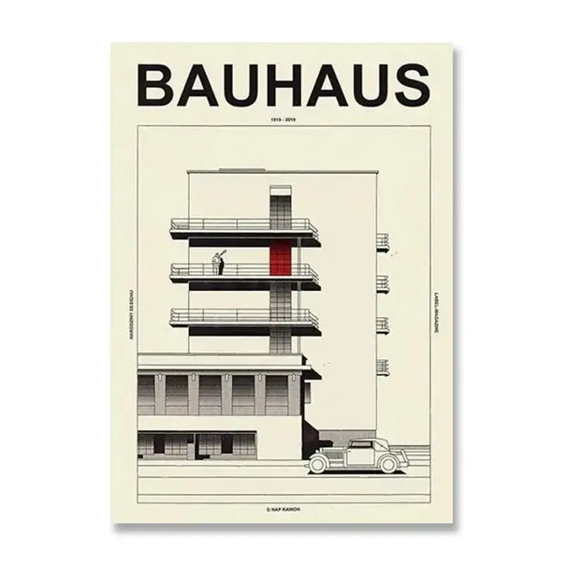 Bauhaus geometric red & blue canvas print living room home decor
