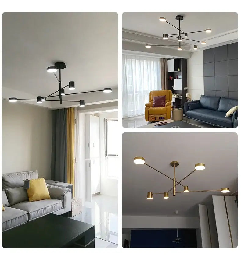 Modern black chandelier with frosted glass – living room light