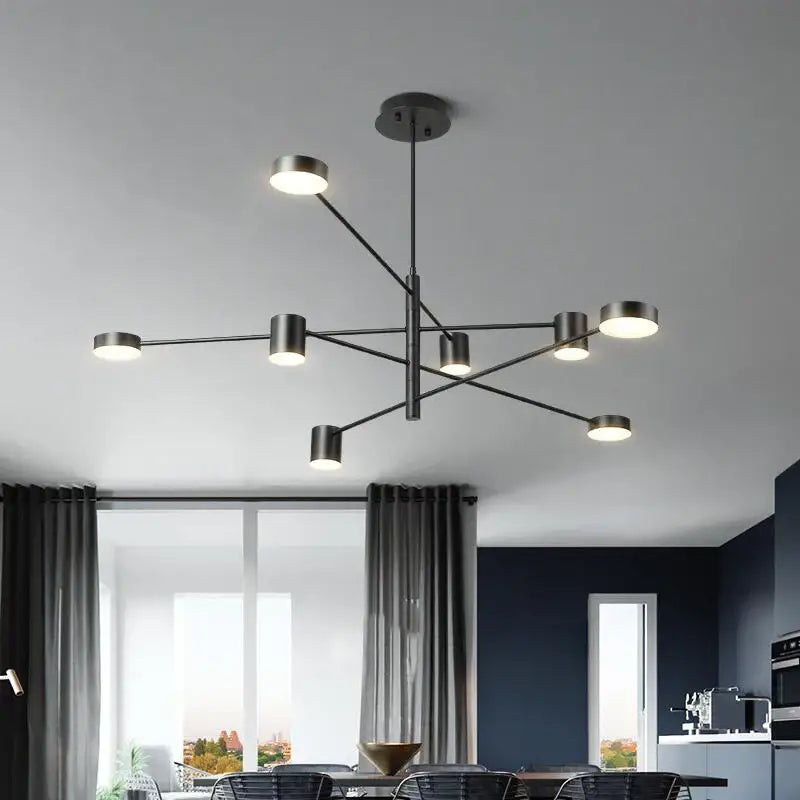 Modern black chandelier with frosted glass – living room light