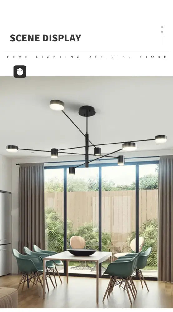 Modern black chandelier with frosted glass – living room light