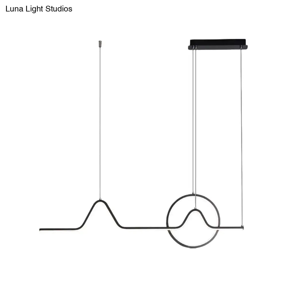 Modern black & gold linear led kitchen pendant with warm white light