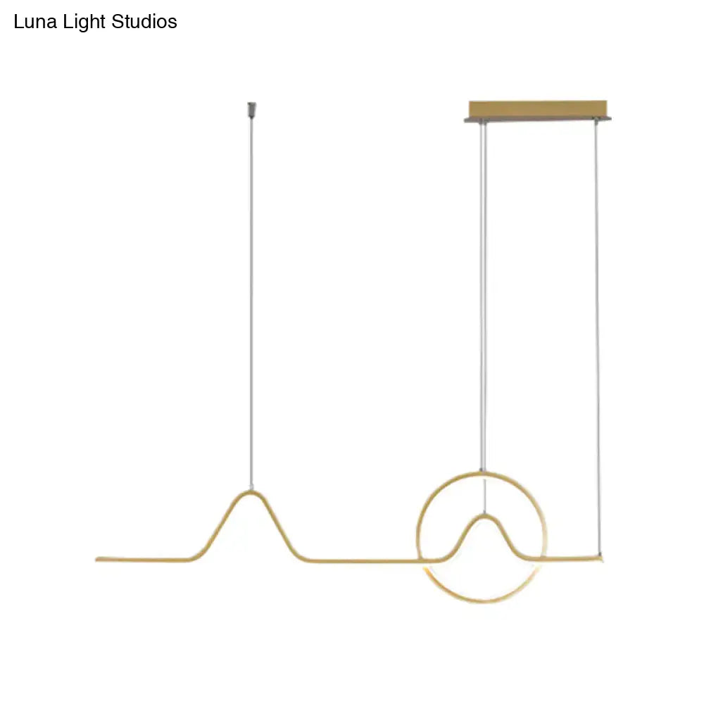 Modern black & gold linear led kitchen pendant with warm white light