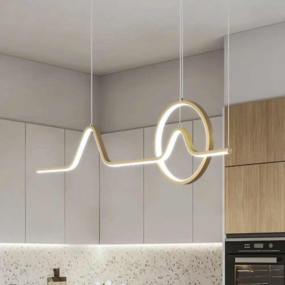 Modern black & gold linear led kitchen pendant with warm white light