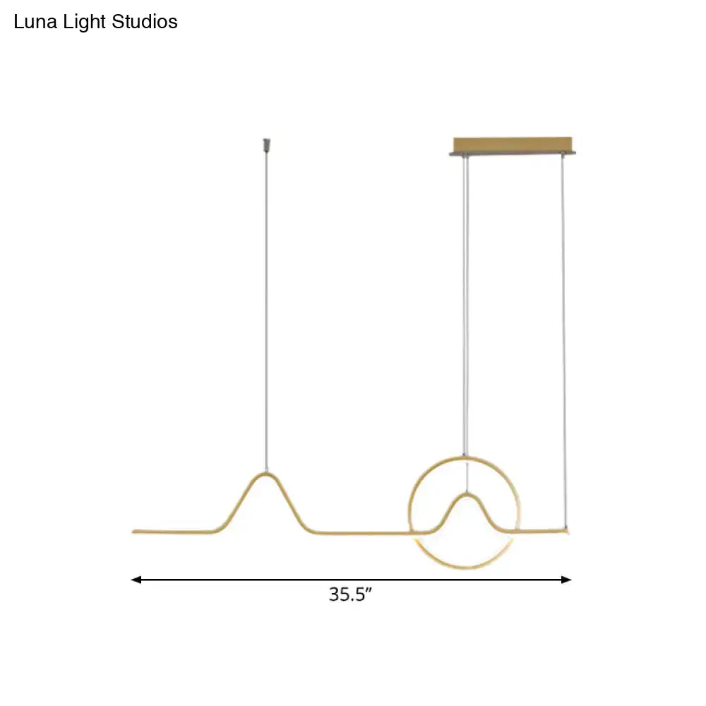 Modern black & gold linear led kitchen pendant with warm white light