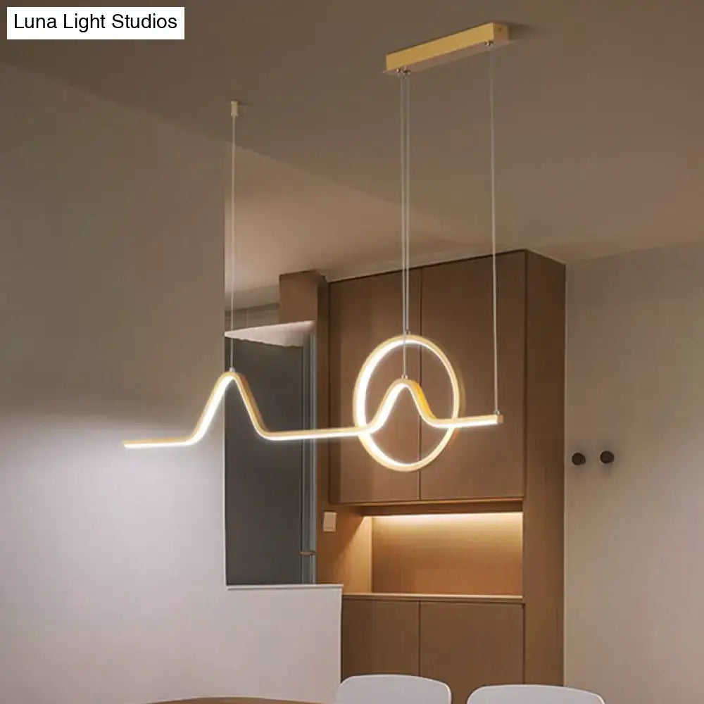 Modern black & gold linear led kitchen pendant with warm white light