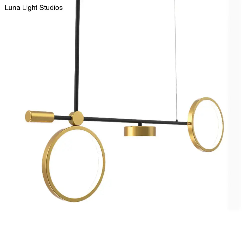 Modern black & gold led pendant light kitchen warm white illumination