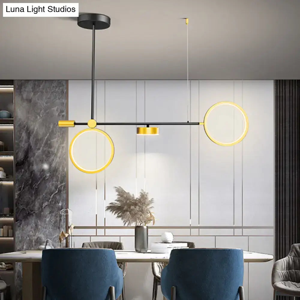 Modern black & gold led pendant light kitchen warm white illumination