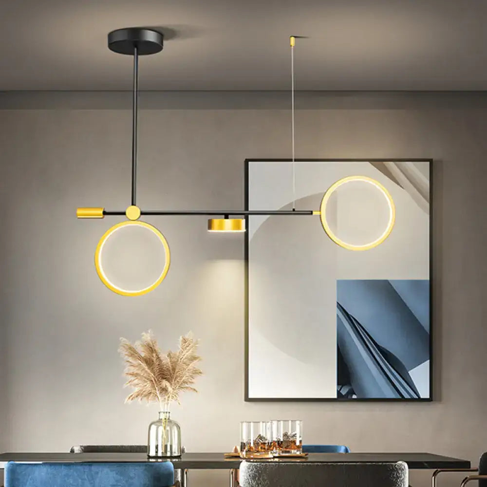 Modern black & gold led pendant light kitchen warm white illumination