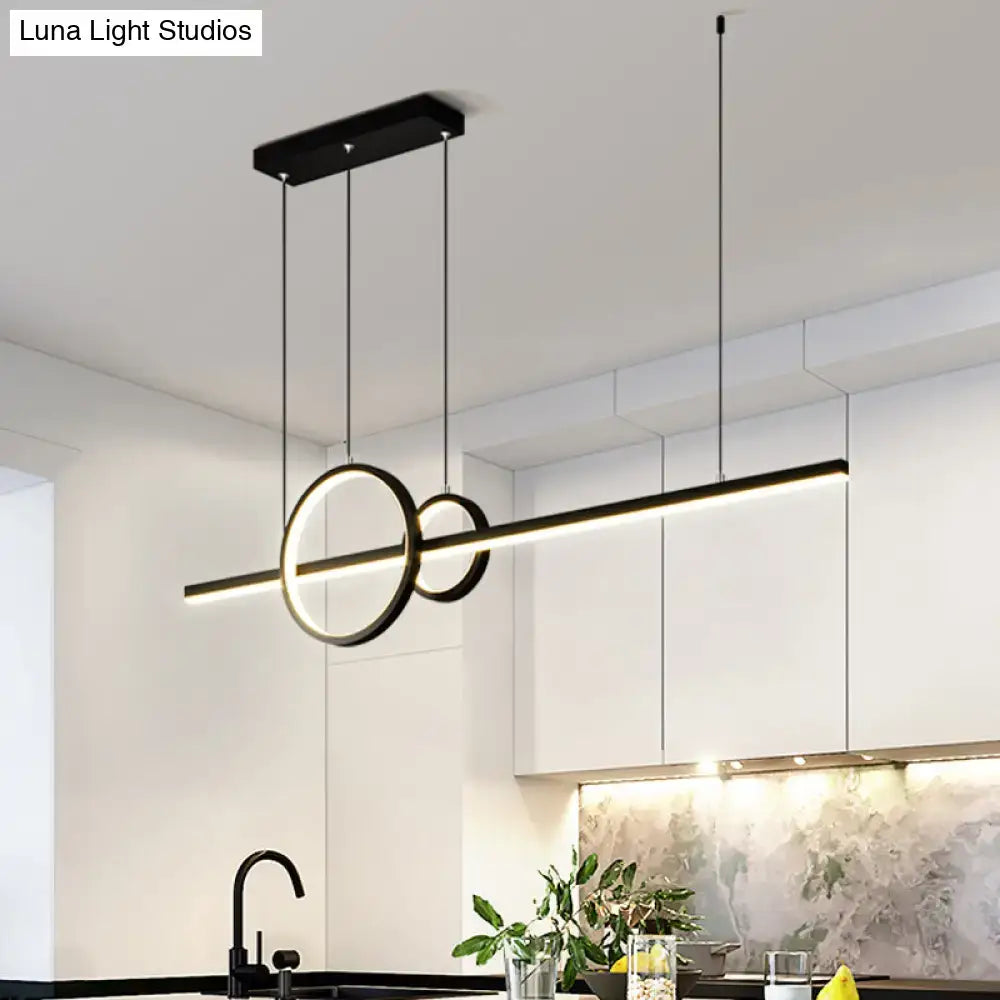 Modern black & gold led island pendant – kitchen geometric light