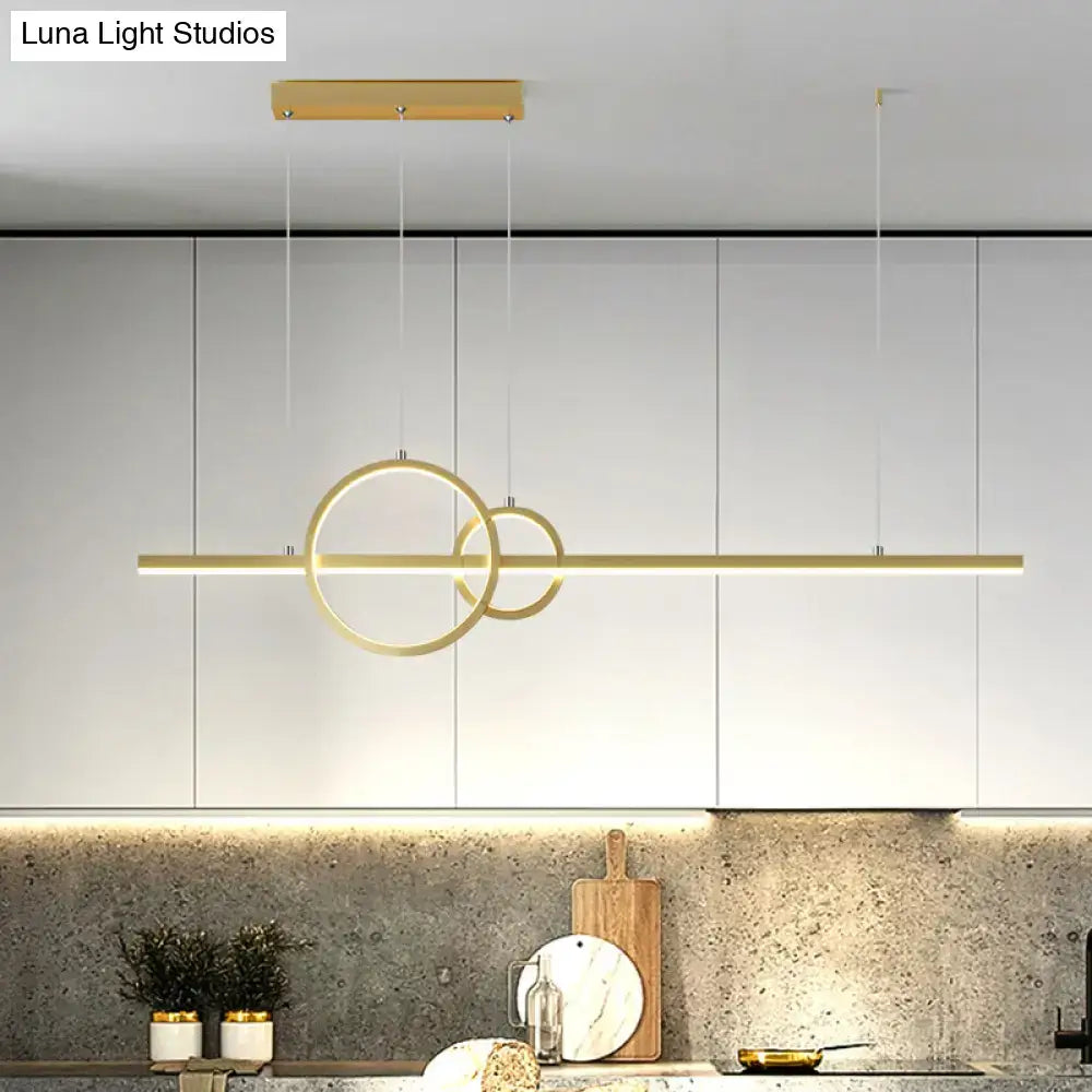 Modern black & gold led island pendant – kitchen geometric light