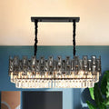 Modern black dining room chandelier with smoke faceted crystal prism