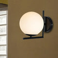 Modern black opal glass globe wall sconce bedroom light fixture