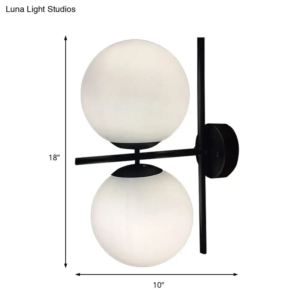 Modern black and white spherical wall light fixture living room
