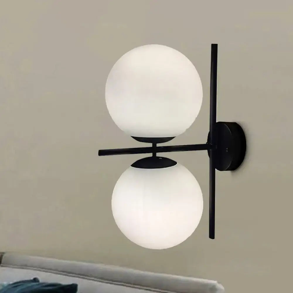 Modern black and white spherical wall light fixture living room
