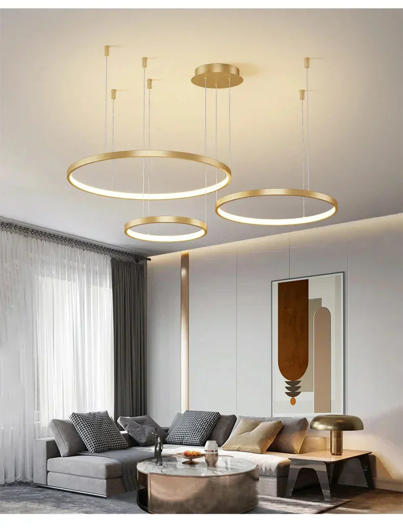 Modern black & gold pendant light living room dimmable