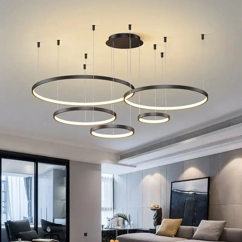 Modern black & gold pendant light living room dimmable