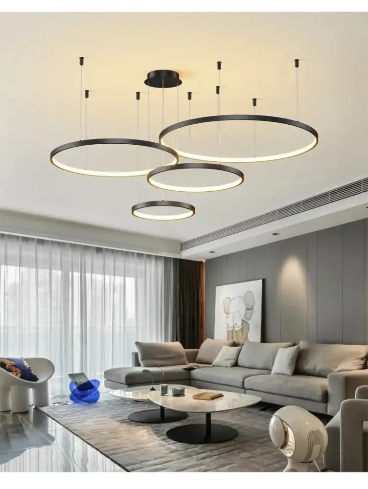 Modern black & gold pendant light living room dimmable