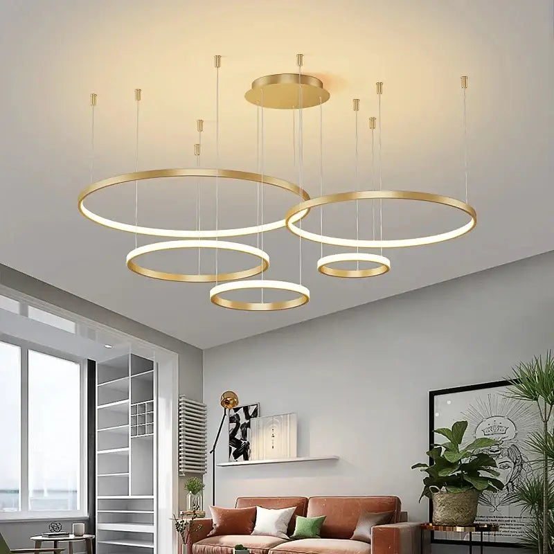 Modern black & gold pendant light living room dimmable