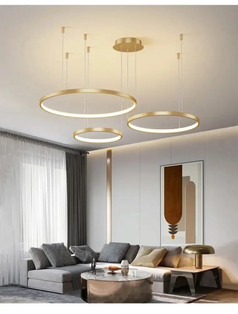 Modern black & gold pendant light living room dimmable