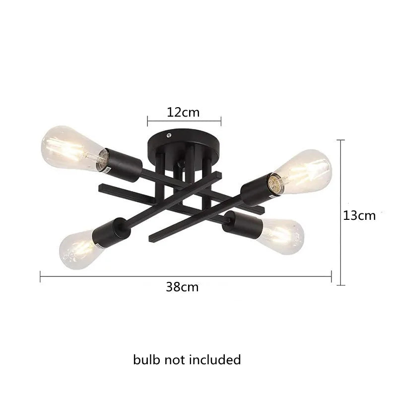 Modern black 4 light flush mount chandelier – living room ceiling fixture