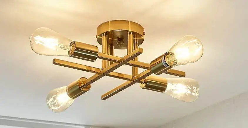 Modern black 4 light flush mount chandelier – living room ceiling fixture