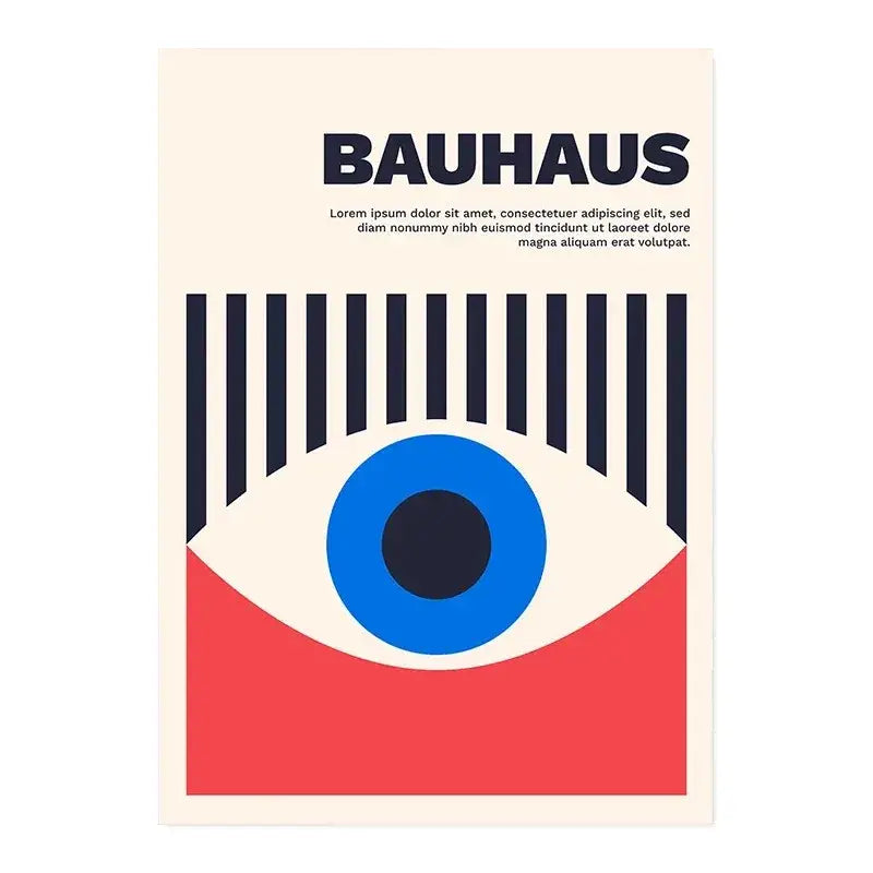 Bauhaus teal & orange abstract canvas art living room wall decor