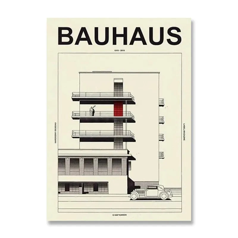 Modern geometric bauhaus canvas print – living room wall art