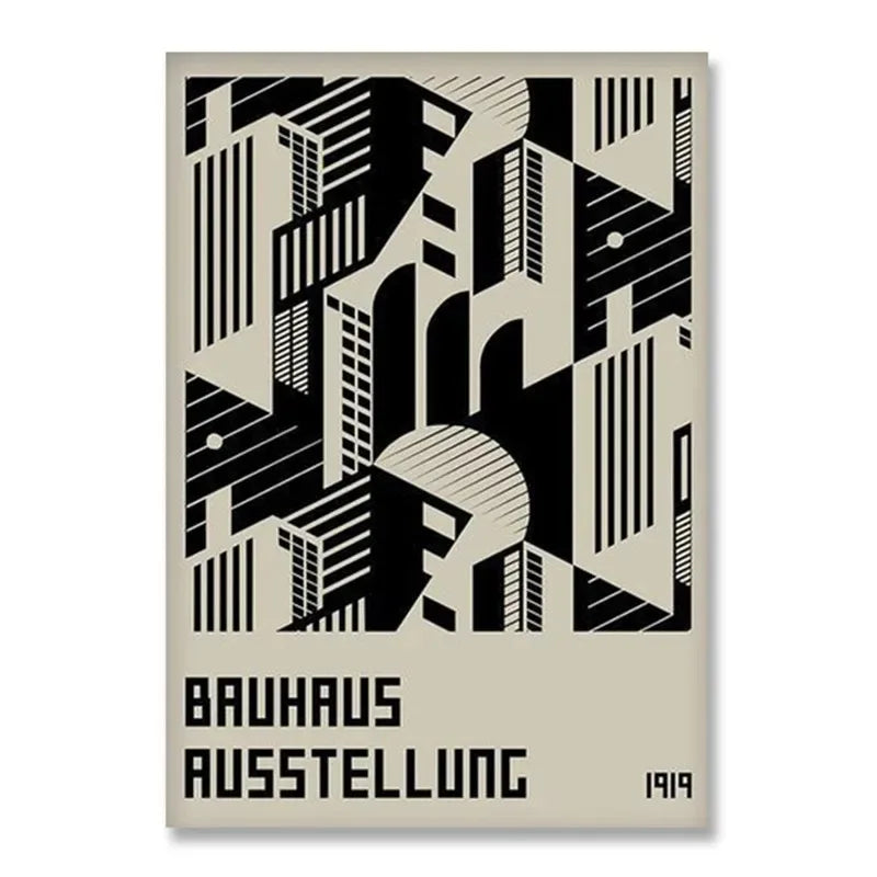 Vintage orange bauhaus canvas print living room white modernism art
