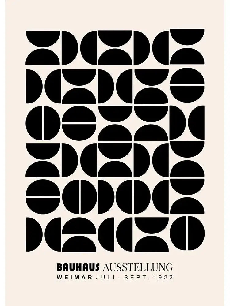 Minimalist black & cream bauhaus canvas print living room wall art