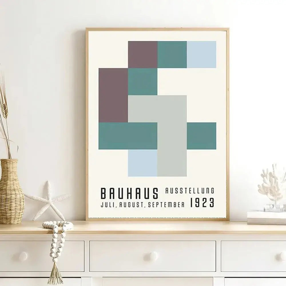 Modern geometric bauhaus canvas print – living room wall art