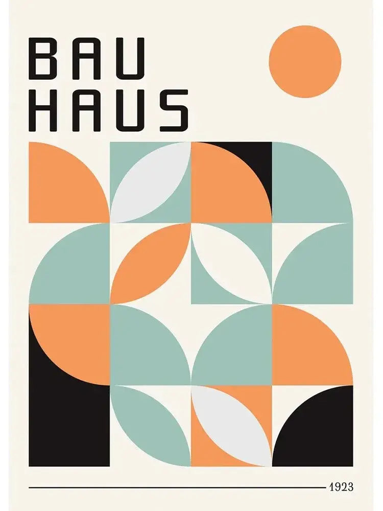 Modern abstract bauhaus canvas print living room wall decor