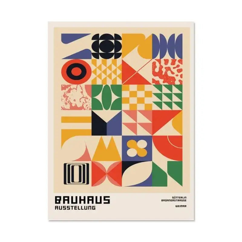Modern abstract bauhaus canvas print living room wall decor