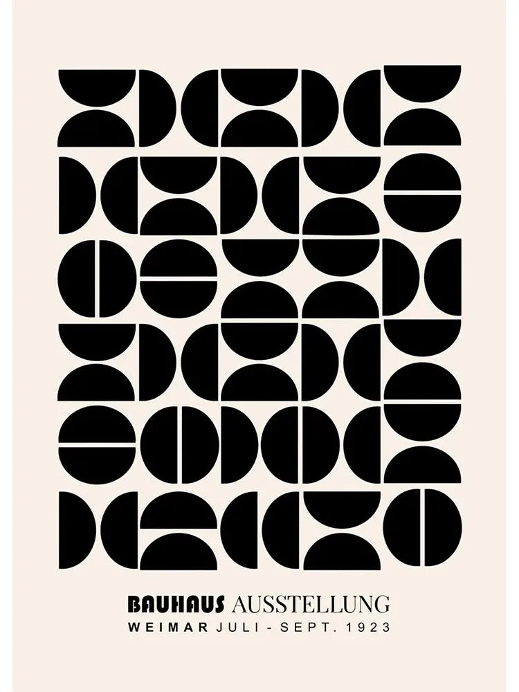 Modern black and white bauhaus canvas print living room wall art