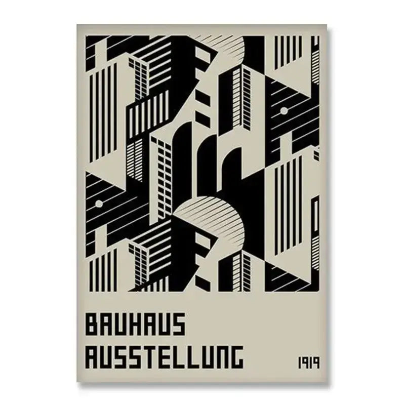 Bauhaus blue & white canvas print – living room geometric wall art