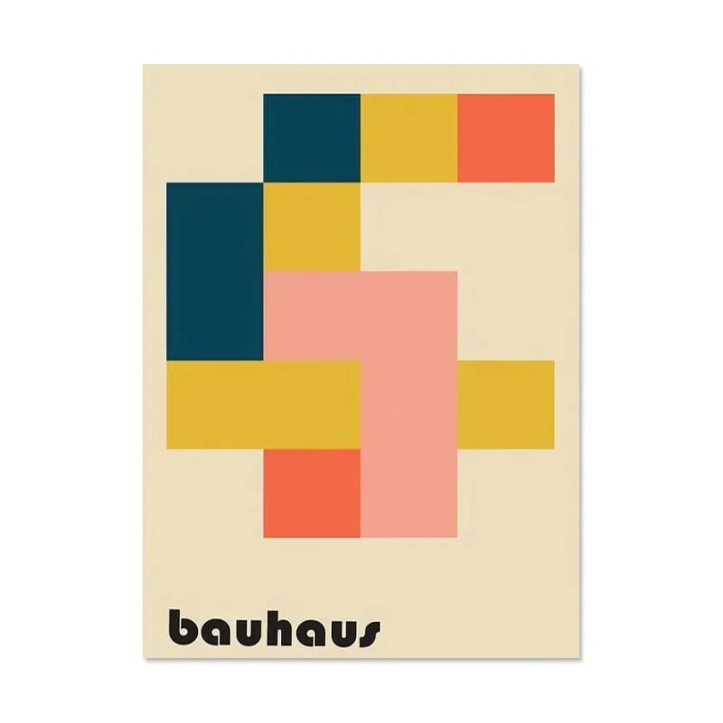 Minimalist teal bauhaus exhibition canvas print living room decor