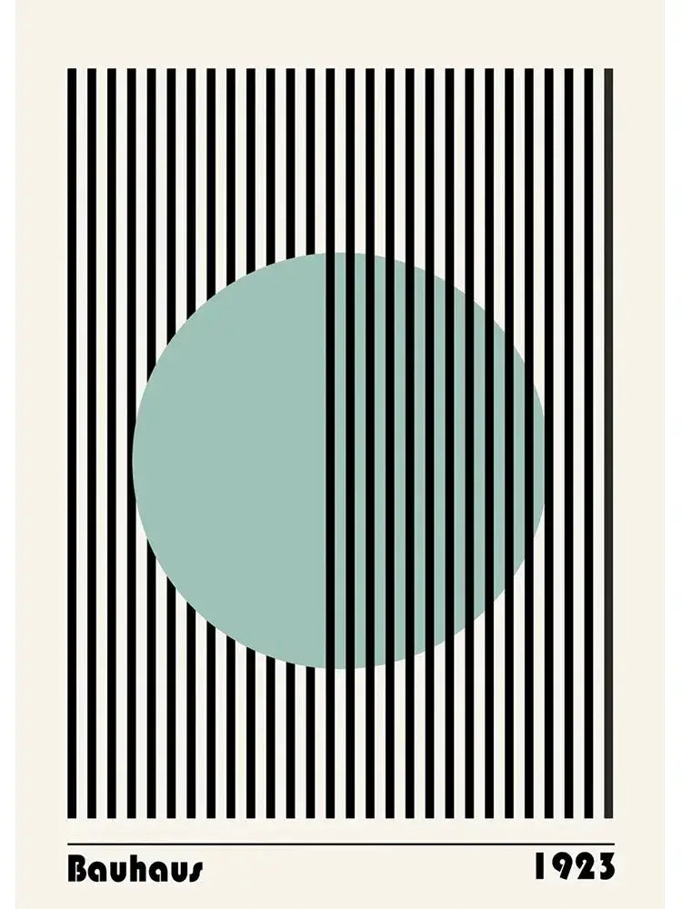 Minimalist teal bauhaus exhibition canvas print living room decor