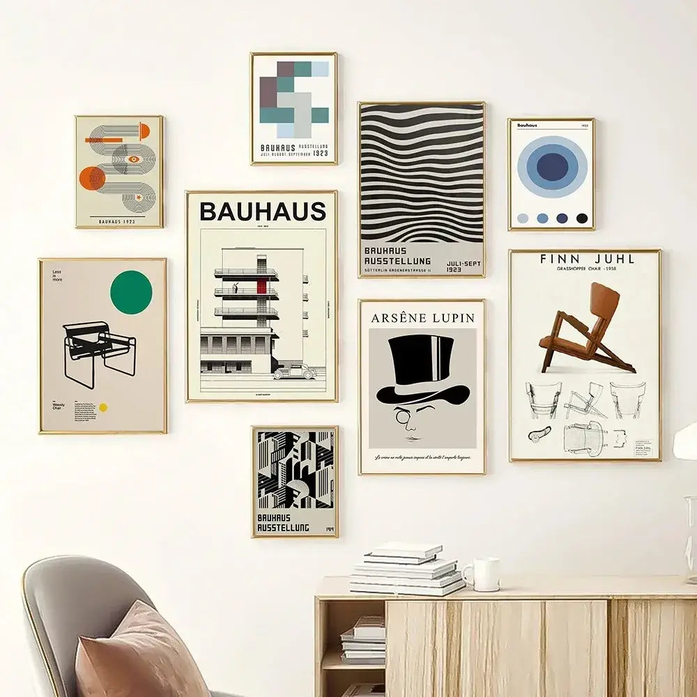 Bauhaus geometric orange & teal minimalist canvas print living room