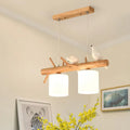Modern wood branch island pendant light for dining room with birds
